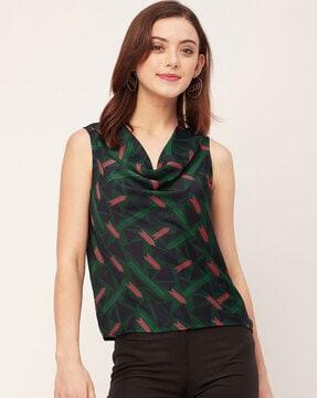 women regular fit top with cowl-neck