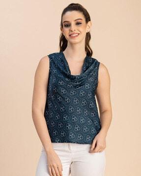 women regular fit top with cowl-neck