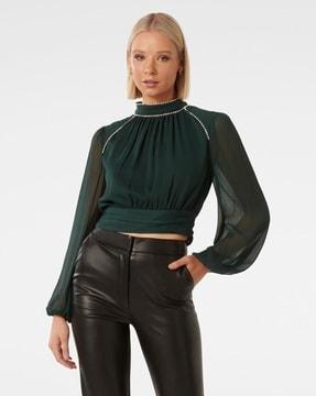 women regular fit top with full sleeves