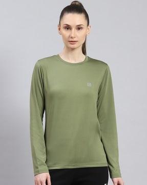 women regular fit top with round neck