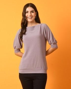 women regular fit tunic with boat neck