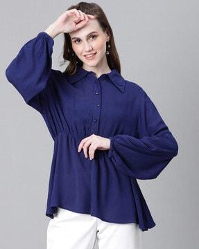 women regular fit tunic with spread collar