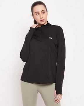 women regular fit turtle-neck t-shirt with thumbhole