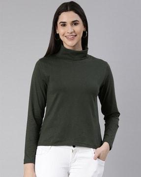women regular fit turtle-neck t-shirt