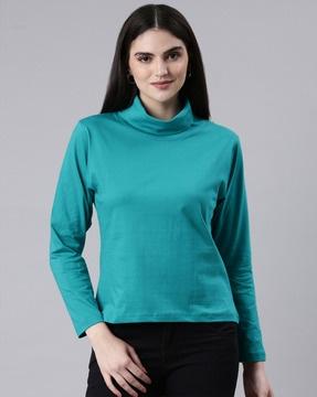 women regular fit turtle-neck t-shirt