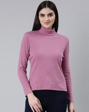 women regular fit turtleneck t-shirt