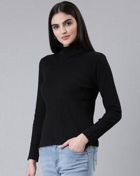 women regular fit turtleneck t-shirt