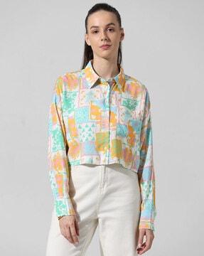 women regular fit utility shirt with cuffed sleeves