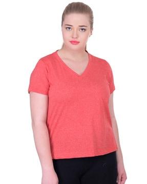 women regular fit v-neck t-shirt with short sleeves