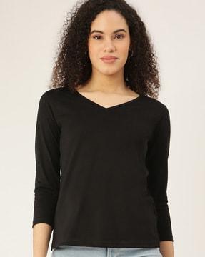 women regular fit v-neck t-shirt