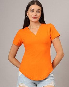 women regular fit v-neck t-shirt