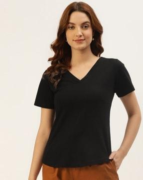 women regular fit v-neck t-shirt