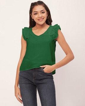 women regular fit v-neck top