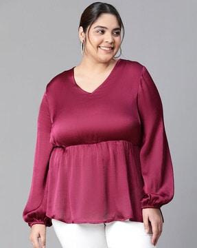 women regular fit v-neck top