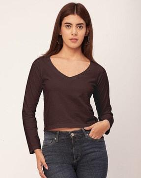 women regular fit v-neck top