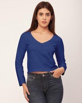 women regular fit v-neck top