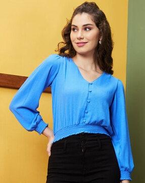 women regular fit v-neck top