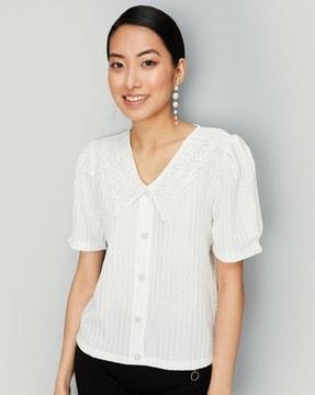 women regular fit v-neck top