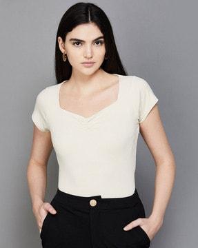 women regular fit v-neck top