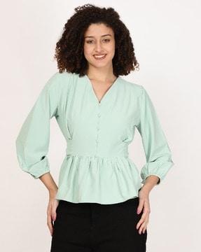 women regular fit v-neck top