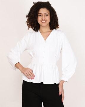 women regular fit v-neck top