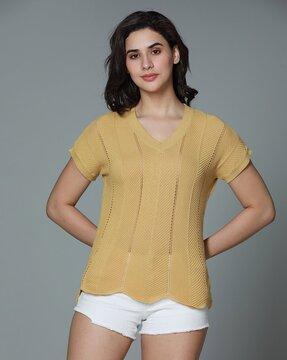 women regular fit v-neck top