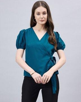 women regular fit wrap top