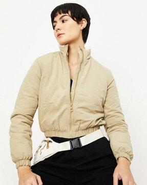 women regular fit zip-front bomber jacket