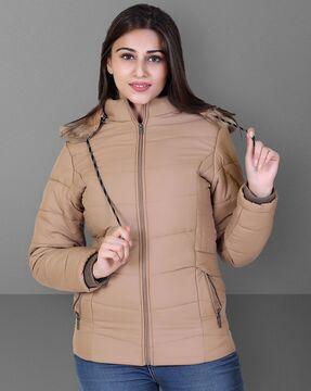 women regular fit zip-front bomber jacket