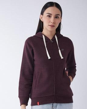 women regular fit zip-front hooded sweatshirt