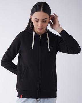 women regular fit zip-front hooded sweatshirt