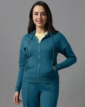 women regular fit zip-front hoodie