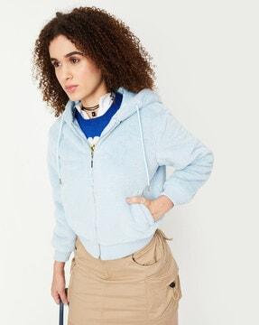 women regular fit zip-front hoodie