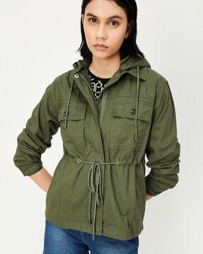 women regular fit zip-front jacket