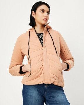 women regular fit zip-front jacket