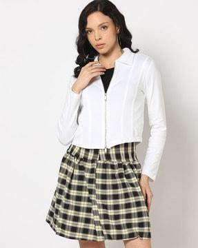 women regular fit zip-front jacket