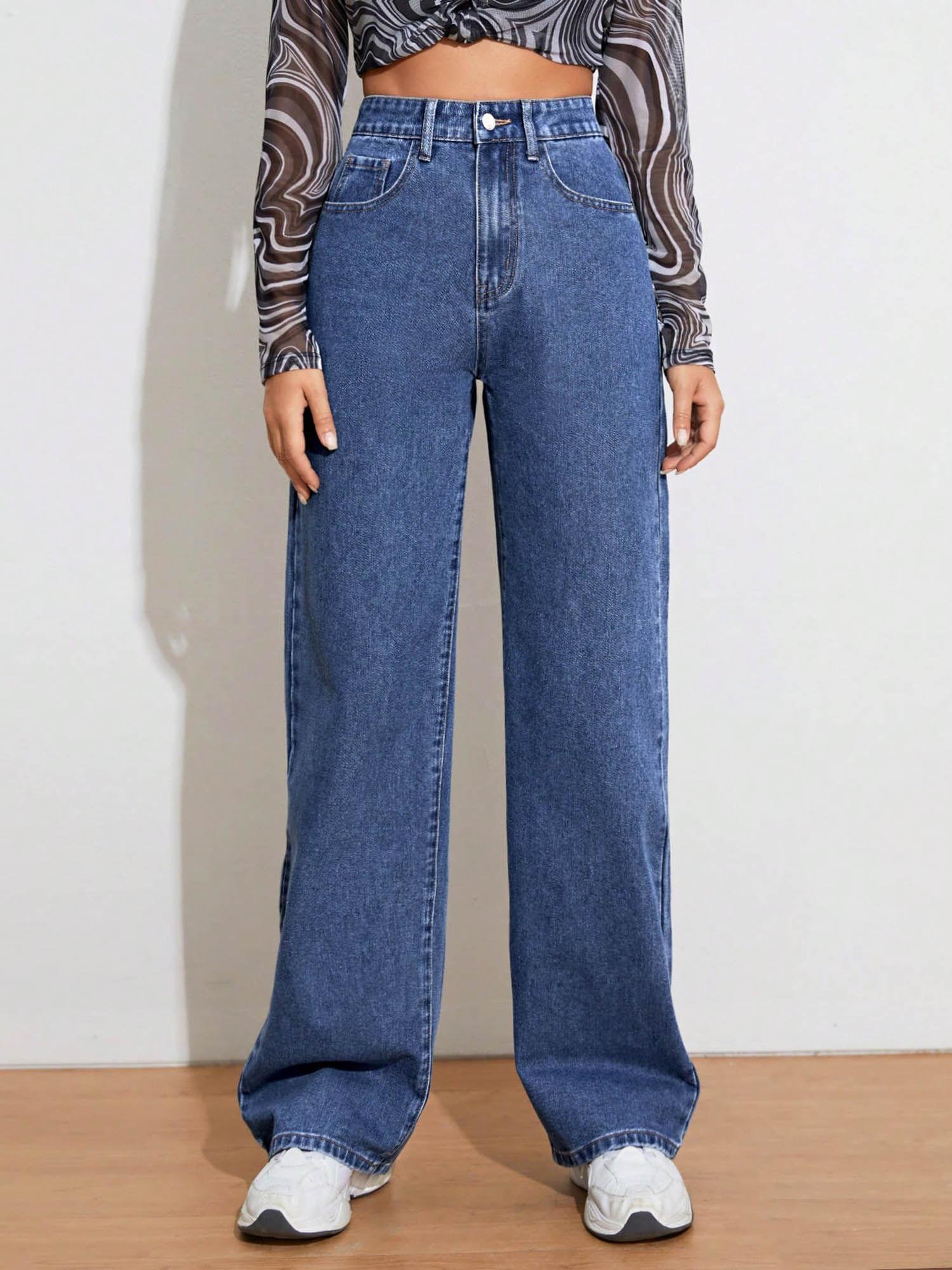 women regular high rise blue jeans