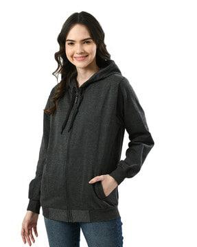 women regular hooded jacket with zip-closure