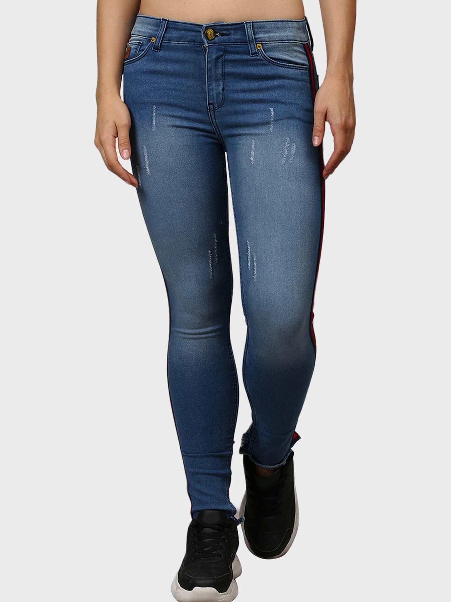 women regular light blue jeans