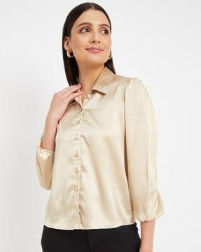 women relaxed fit button-down shirt