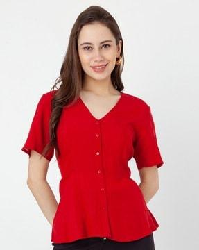 women relaxed fit button-down top