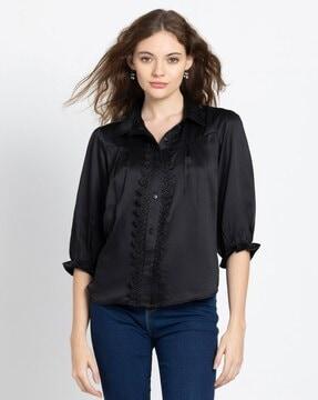 women relaxed fit button-down top