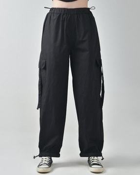 women relaxed fit cargo parachute pants