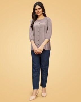 women relaxed fit cotton shirt