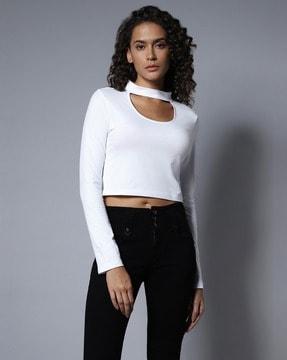 women relaxed fit crop top