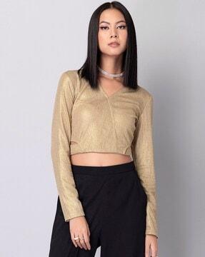 women relaxed fit crop top