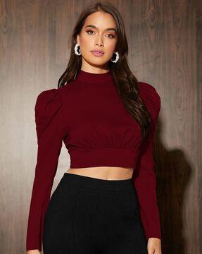 women relaxed fit crop top