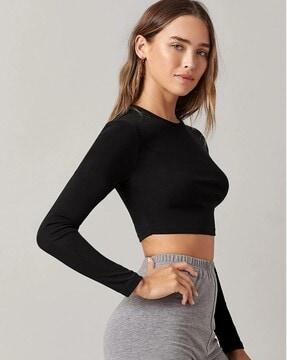 women relaxed fit crop top