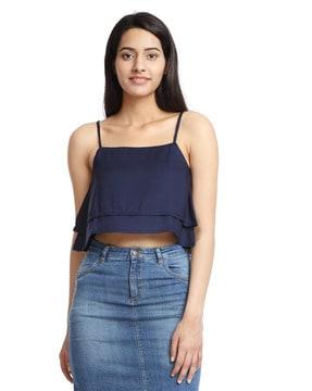 women relaxed fit crop top