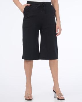 women relaxed fit culottes with drawstring waist